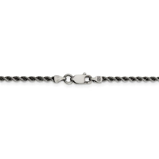 18" Sterling Silver Ruthenium-plated 2.3mm Rope Chain Necklace