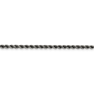 24" Sterling Silver Ruthenium-plated 2.5mm Rope Chain Necklace