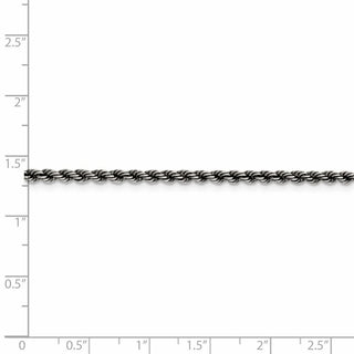 24" Sterling Silver Ruthenium-plated 2.5mm Rope Chain Necklace