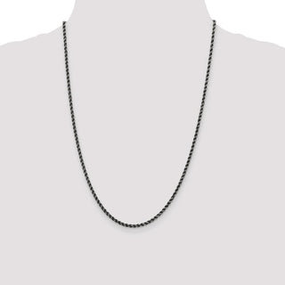 24" Sterling Silver Ruthenium-plated 2.5mm Rope Chain Necklace