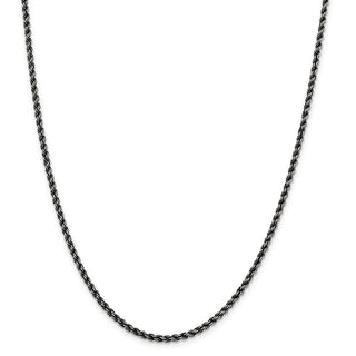 24" Sterling Silver Ruthenium-plated 2.5mm Rope Chain Necklace