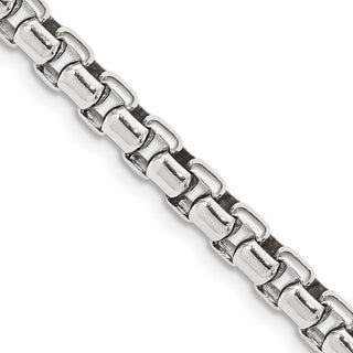 26" Sterling Silver Antiqued 5.2mm Round Box Chain Necklace