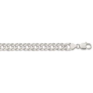 24" Sterling Silver 7.75mm 6 Side Diamond-cut Flat Double Curb Chain Necklace