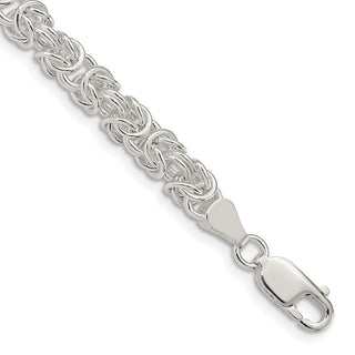 8" Sterling Silver 5.5mm Rounded Byzantine Chain Bracelet