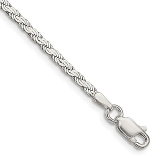 7" Sterling Silver 2.25mm Flat Rope Chain Bracelet