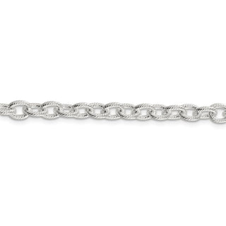 7" Sterling Silver 6.25mm Fancy Patterned Rolo Chain Bracelet