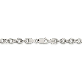 24" Sterling Silver 6.25mm Fancy Patterned Rolo Chain Necklace