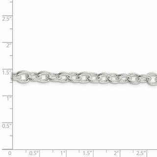 7" Sterling Silver 6.25mm Fancy Patterned Rolo Chain Bracelet