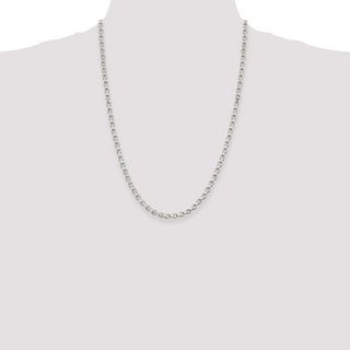 24" Sterling Silver 4mm Diamond-cut Rolo Chain Necklace