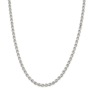24" Sterling Silver 4mm Diamond-cut Rolo Chain Necklace