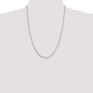 24" Sterling Silver 3.5mm Diamond-cut Rolo Chain Necklace