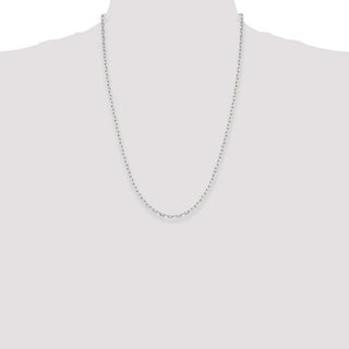 24" Sterling Silver 2.75mm Elongated Open Link Chain Necklace