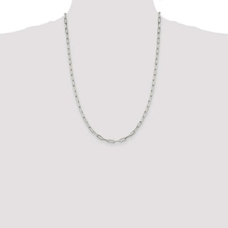 24" Sterling Silver 4.25mm Elongated Open Link Chain Necklace
