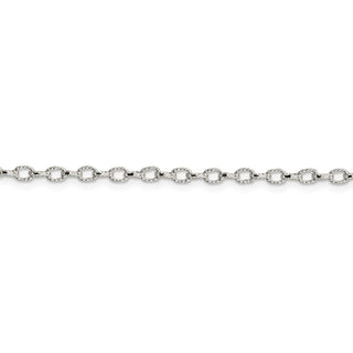24" Sterling Silver 3mm Fancy Patterned Rolo Chain Necklace