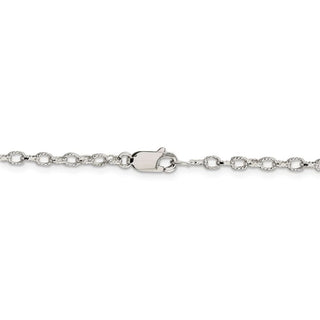 30" Sterling Silver 3mm Fancy Patterned Rolo Chain Necklace
