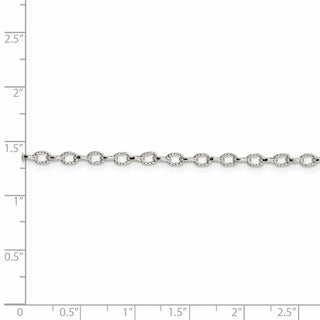 22" Sterling Silver 3mm Fancy Patterned Rolo Chain Necklace