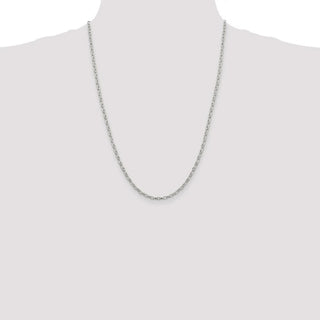24" Sterling Silver 3mm Fancy Patterned Rolo Chain Necklace