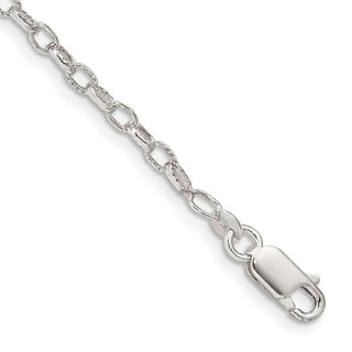 7" Sterling Silver 3mm Fancy Patterned Rolo Chain Bracelet
