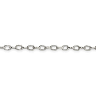 24" Sterling Silver 3.75mm Fancy Patterned Rolo Chain Necklace