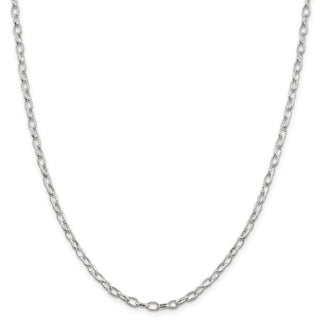 26" Sterling Silver 3.75mm Fancy Patterned Rolo Chain Necklace