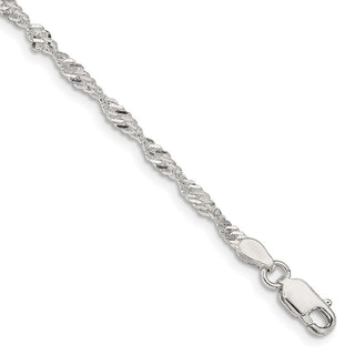 7" Sterling Silver 2.25mm Singapore Chain Bracelet