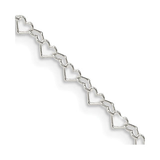 16" Sterling Silver 3.5mm Fancy Heart Link Chain Necklace