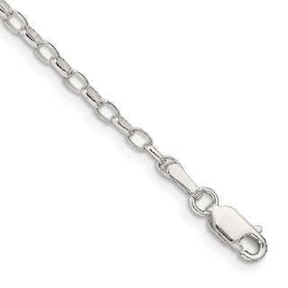 7" Sterling Silver 2.5mm Oval Fancy Rolo Chain Bracelet