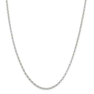 14" Sterling Silver 2.5mm Oval Fancy Rolo Chain Necklace