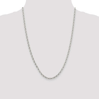 24" Sterling Silver 3.2mm Oval Fancy Rolo Chain Necklace