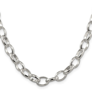 16" Sterling Silver 8mm Fancy Rolo Chain Necklace