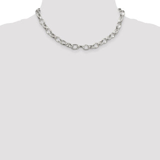 16" Sterling Silver 8mm Fancy Rolo Chain Necklace