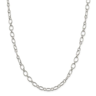 24" Sterling Silver 6.1mm Fancy Patterned Rolo Chain Necklace
