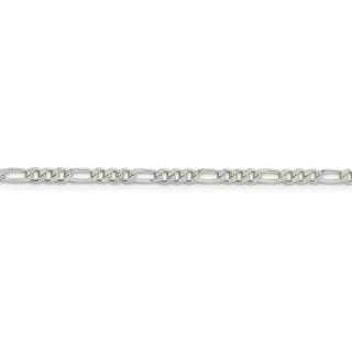24" Sterling Silver 3mm Pave Flat Figaro Chain Necklace