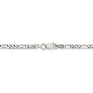 24" Sterling Silver 3mm Pave Flat Figaro Chain Necklace