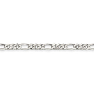 8" Sterling Silver 4.75mm Pave Flat Figaro Chain Bracelet