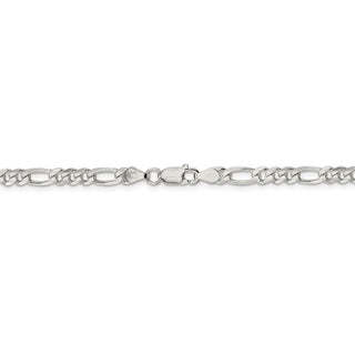 24" Sterling Silver 4.75mm Pave Flat Figaro Chain Necklace