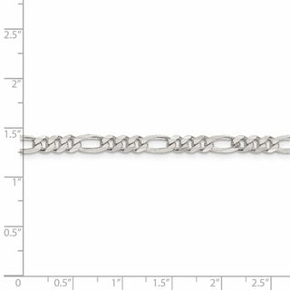 24" Sterling Silver 4.75mm Pave Flat Figaro Chain Necklace