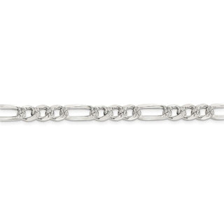 28" Sterling Silver 7mm Pave Flat Figaro Chain Necklace