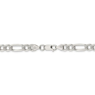 20" Sterling Silver 7mm Pave Flat Figaro Chain Necklace