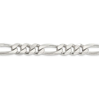 26" Sterling Silver 10.5mm Pave Flat Figaro Chain Necklace