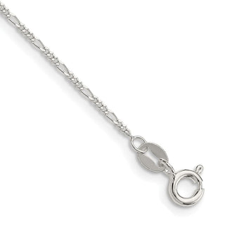9" Sterling Silver 1.2mm Figaro Chain Anklet