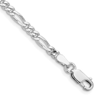 7" Sterling Silver Rhodium-plated 4mm Figaro Chain Bracelet