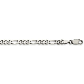28" Sterling Silver Antiqued 5.5mm Figaro Chain Necklace