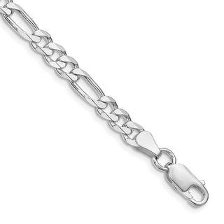 8" Sterling Silver Rhodium-plated 5.25mm Figaro Chain Bracelet