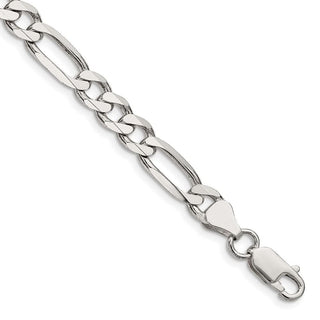 9" Sterling Silver 6.75mm Figaro Chain Bracelet