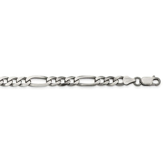 24" Sterling Silver Antiqued 6.5mm Figaro Chain Necklace
