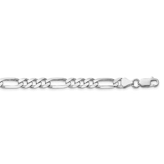 28" Rhodium-plated Sterling Silver 6.5mm Figaro Chain Necklace