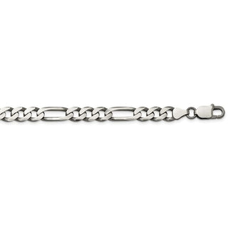 28" Sterling Silver Antiqued 7.5mm Figaro Chain Necklace