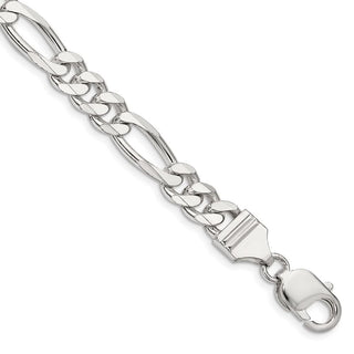9" Sterling Silver 8mm Figaro Chain Bracelet