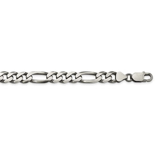28" Sterling Silver Antiqued 7.75mm Figaro Chain Necklace